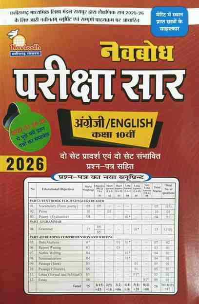 Navbodh Pariksha saar English Class 10th Cgboard 2026 Exam