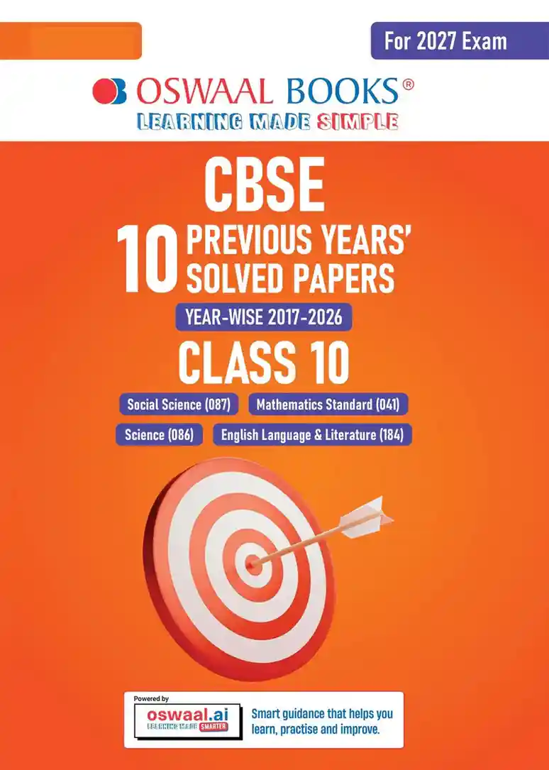 Oswaal Science, Mathematics Standard, Social Science & English  CBSE Class 10 Previous 10 Years' Solved Papers (2017–2026) | | For 2027 Board Exam