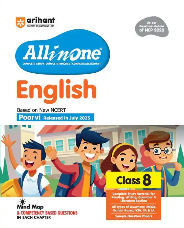 All in One English Class 8 (Poorvi) 2026-27 Edition | Based on New NCERT | CBSE Study Guide with Mind Maps, Competency-Based Questions, MCQs, Grammar, Writing Skills & Sample Papers